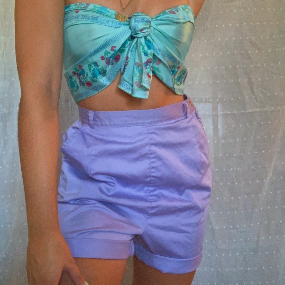 Handmade vintage purple super high waisted shorts